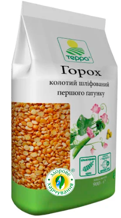 Крупа горохова Терра колотий шліфований, 900г